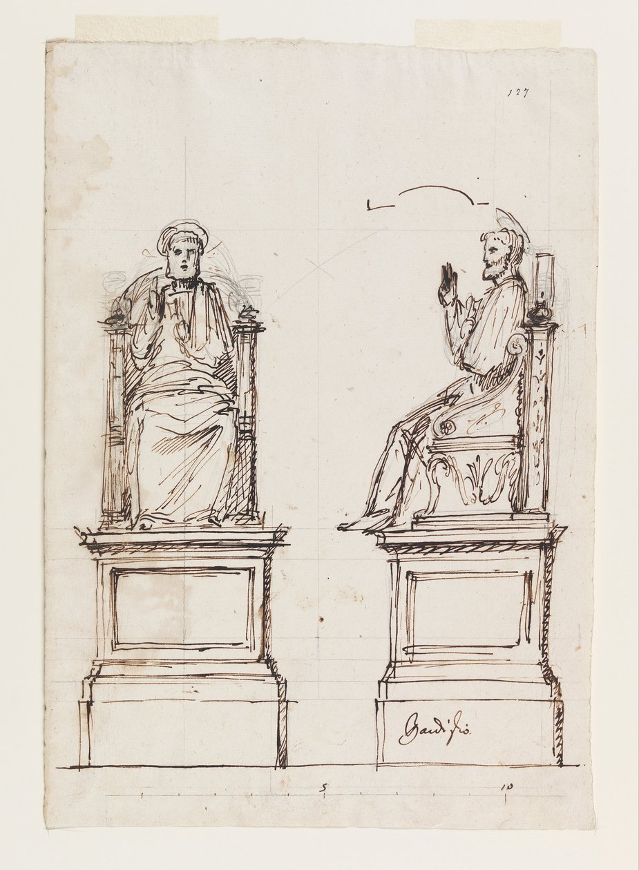 Diseño de un trono de mármol para la estatua de San Pedro, San Pedro, Roma de Luigi Vanvitelli