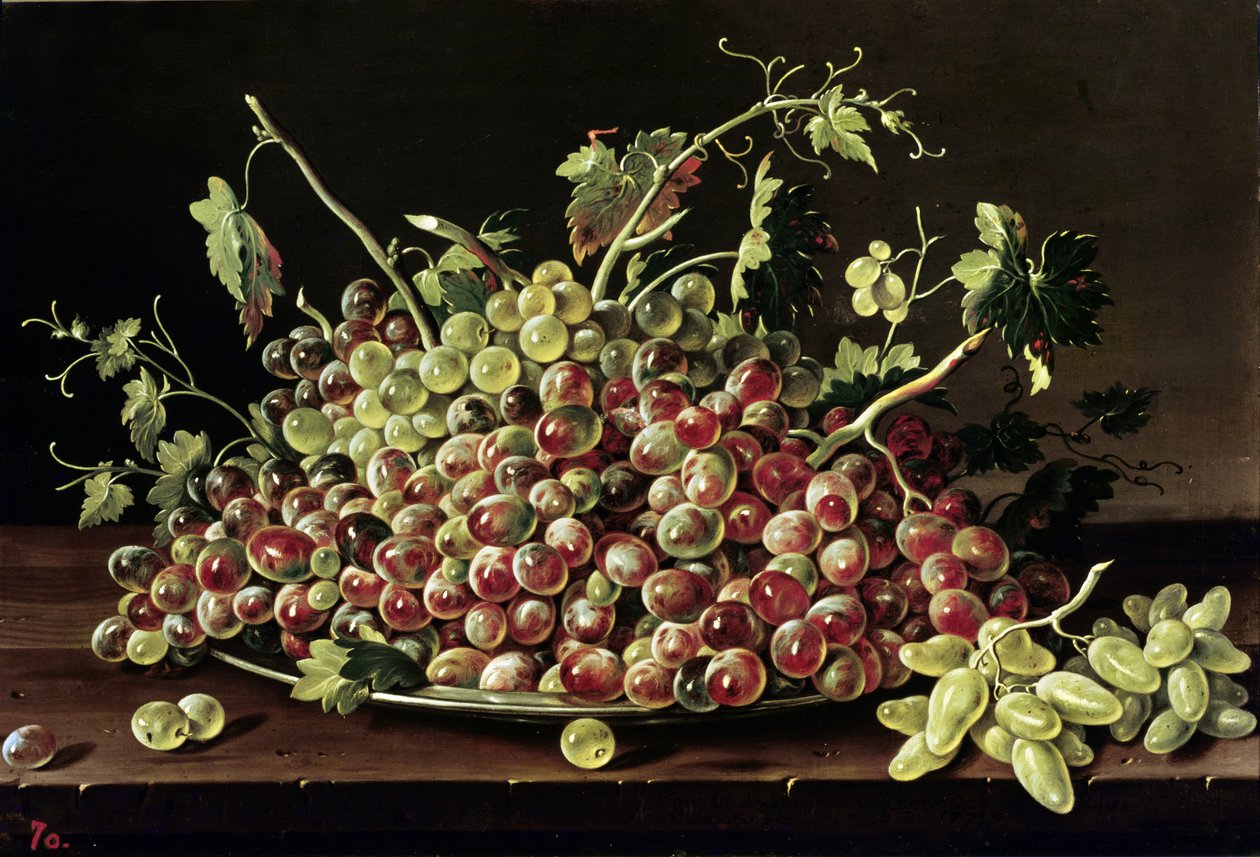 Naturaleza muerta con un plato de uvas de Luis Egidio Melendez