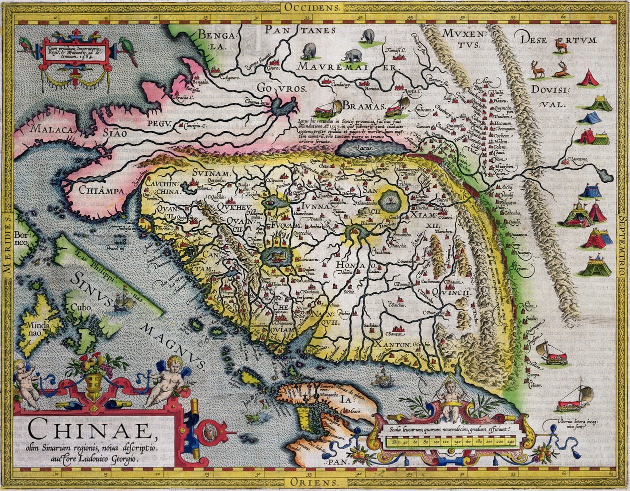 El primer mapa occidental de China, del atlas Ortelius Theatrum, 1584 de Luis Jorge de Barbuda
