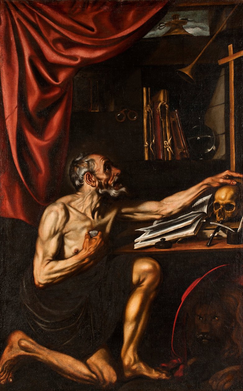 San Jerónimo haciendo penitencia en su estudio de Luis Tristan de Escamilla