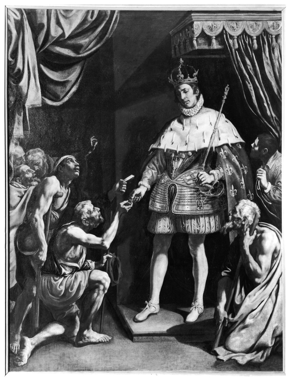 San Luis (1214-70) distribuyendo limosnas, c.1615-20 de Luis Tristan de Escamilla