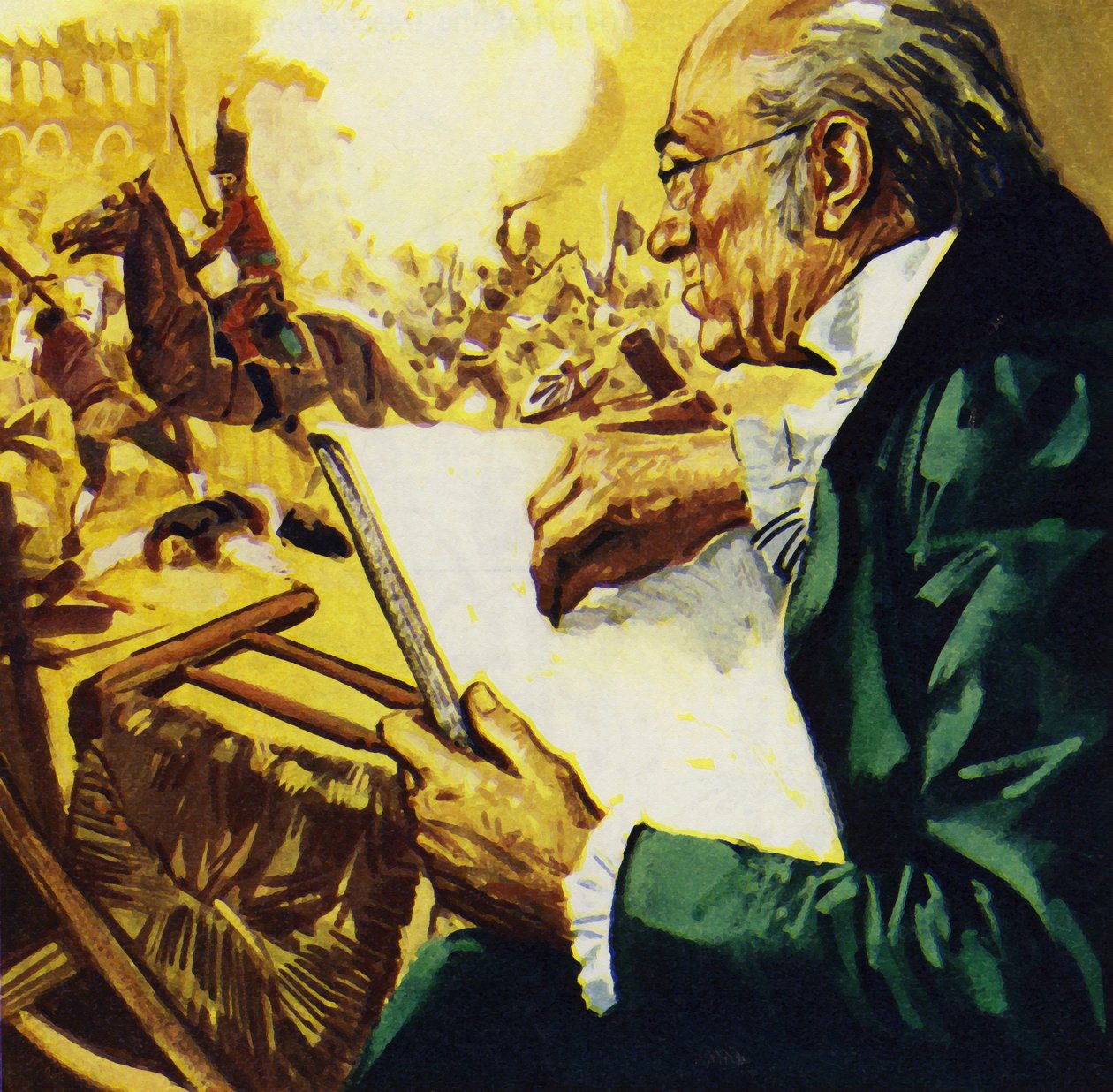 En 1808, el pueblo de Madrid se levantó contra los franceses y Goya dejó constancia de su lucha (litografía en color) de Luis Arcas Brauner