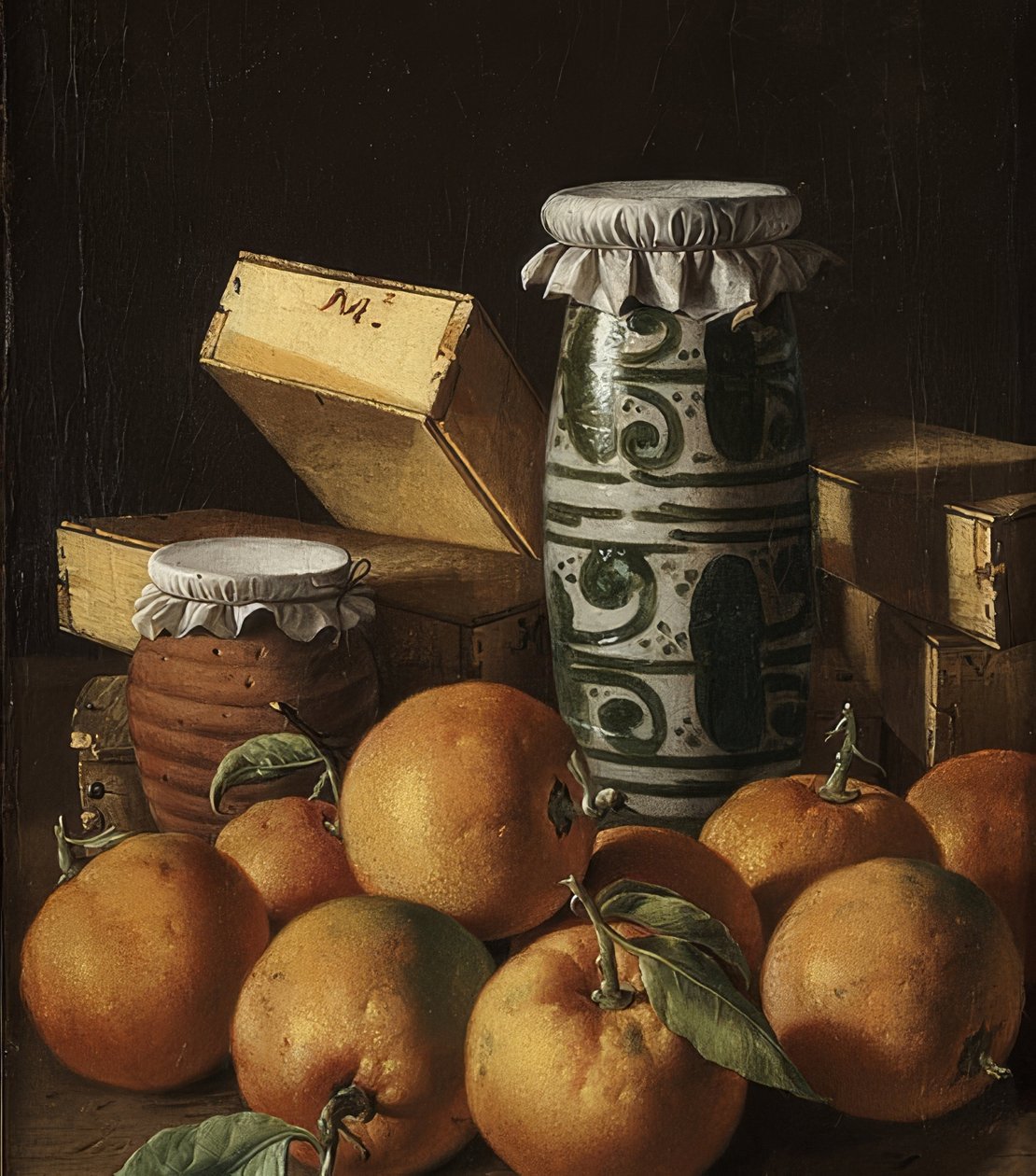 Naturaleza muerta con naranjas y dulces. Alrededor de 1764-65 de Luis Egidio Melendez