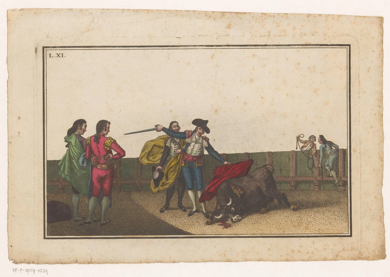 Toro picado por un matador Colección de las principales suertes de una corrida de toros (título de la serie) Colección de las maniobras taurinas más importantes (título de la serie) de Luis Fernandez Noseret