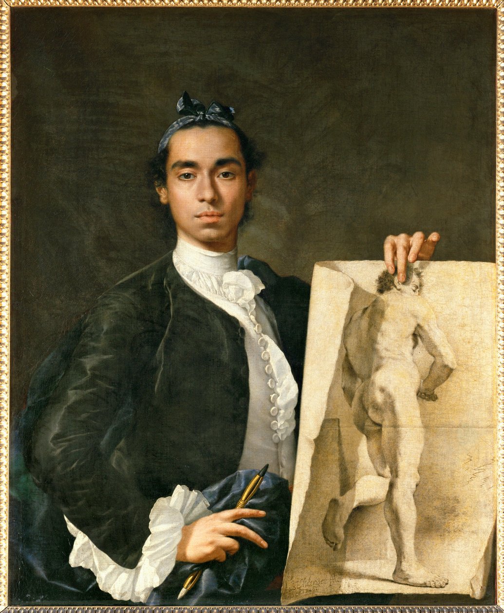 Retrato del artista sosteniendo una academia ... de Luis Menendez or Melendez