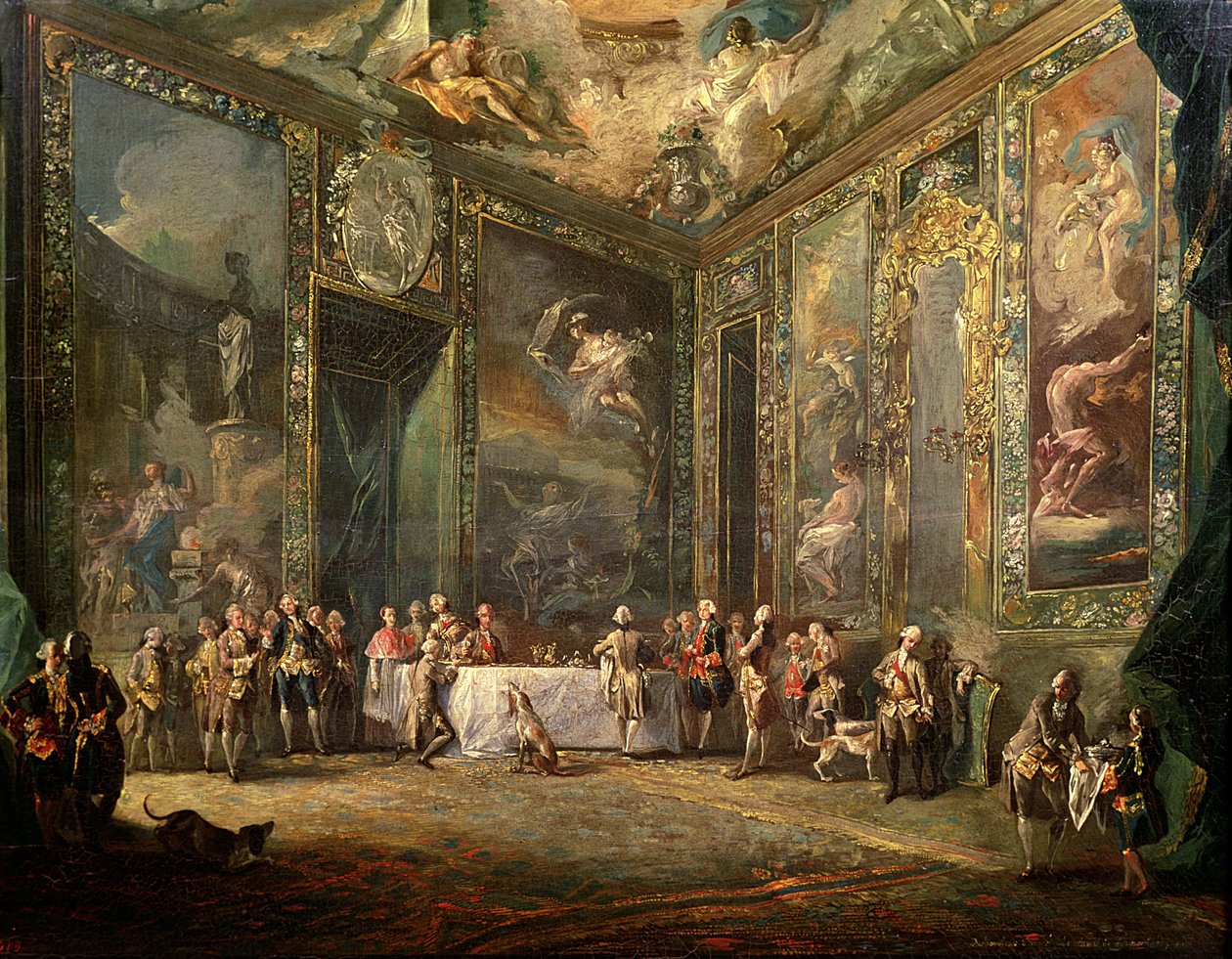 Carlos III de Borbón almorzando ante su corte, c.1770 de Luis Paret y Alcazar