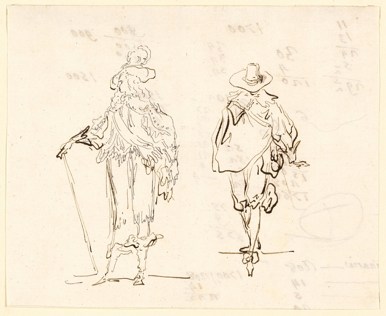 Dos figuras, una vestida al estilo francés de Luis XIII y la otra al estilo español del siglo XVII de Luis Paret y Alcazar