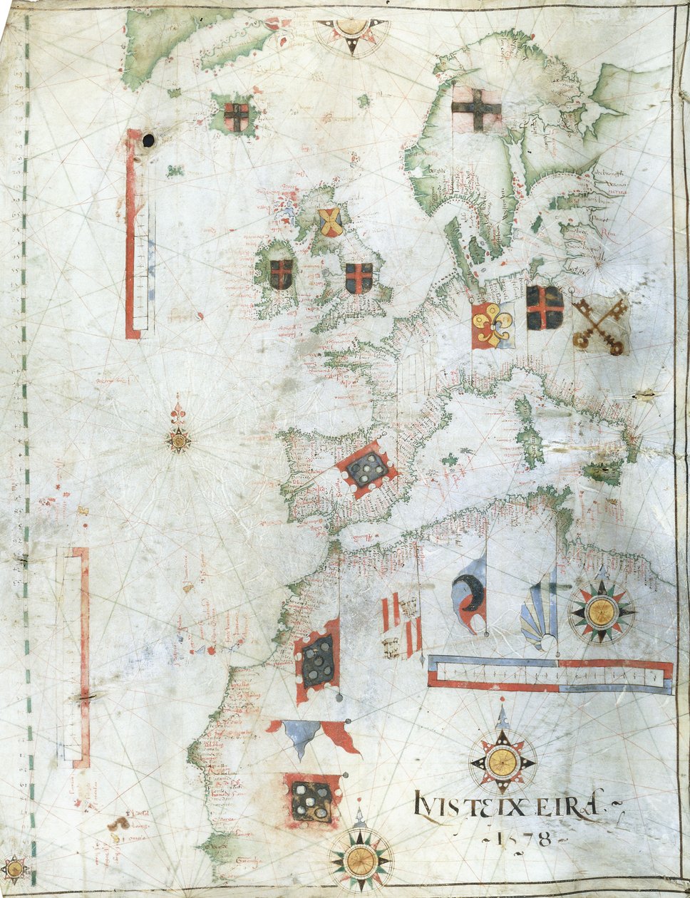 Carta portolana de Europa Occidental y África del Norte, 1578 de Luis Teixeira