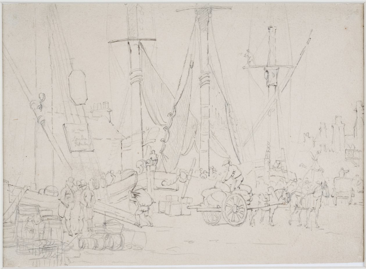 Una vista de los muelles de Londres de Luke Clennell