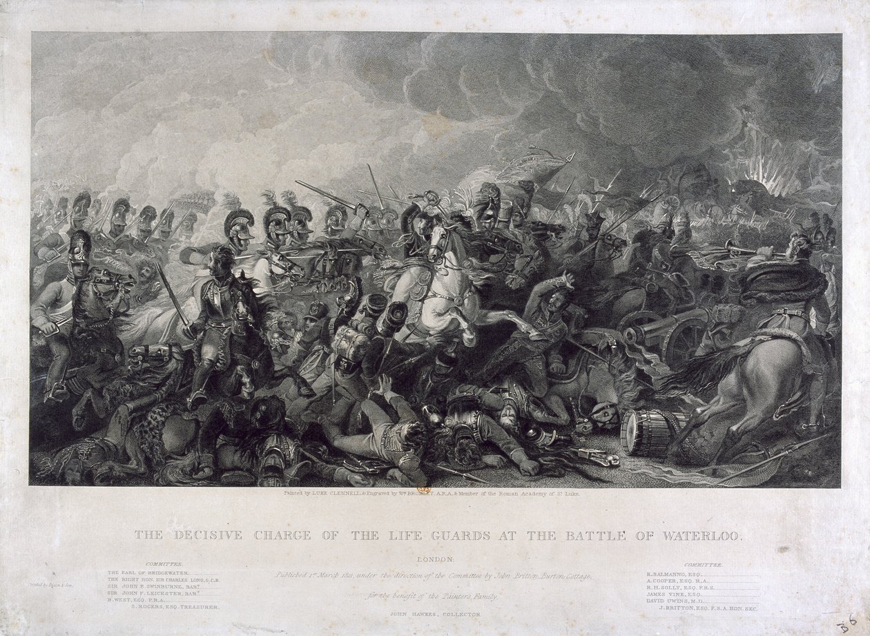 La carga decisiva de los Guardias de Vida en Waterloo de Luke (after) Clennell