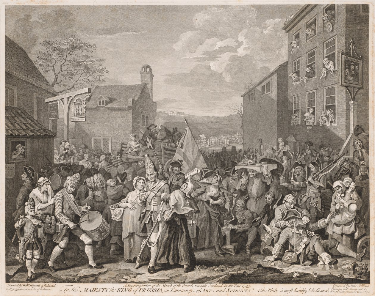 Marcha a Finchley en el año 1746 después de Hogarth, 1750 de Luke Sullivan
