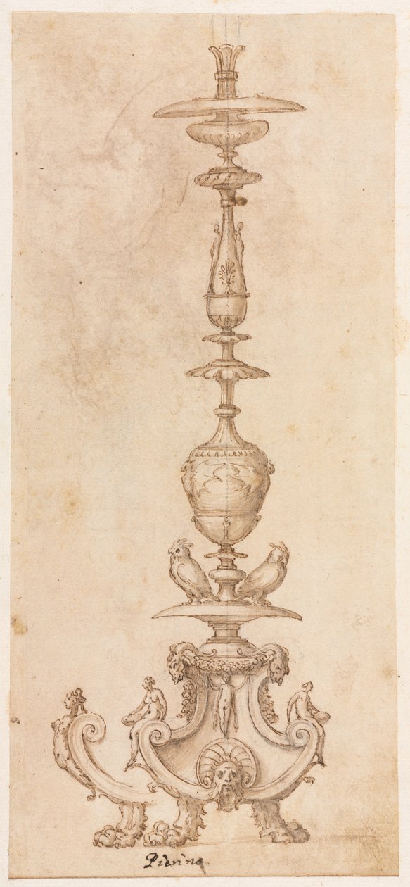 Diseño de un candelabro de Luzio Romano