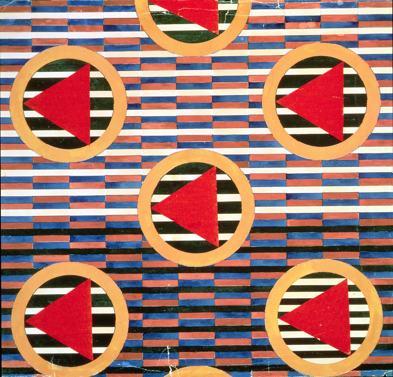 Triángulos rojos en círculos de Lyubov Sergeevna Popova