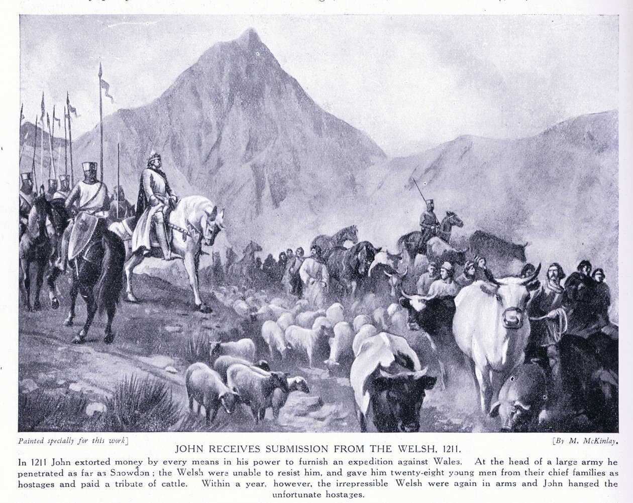 Juan recibe la sumisión de los galeses AD1211, años 1920 de M. Mackinlay