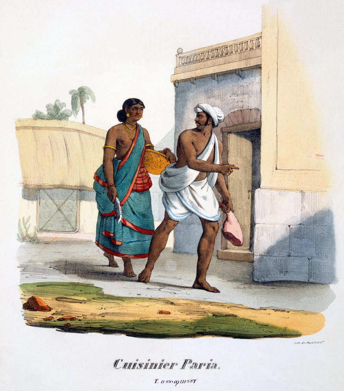 Un cocinero Paraiyar, 1827-35 de M.E. Burnouf
