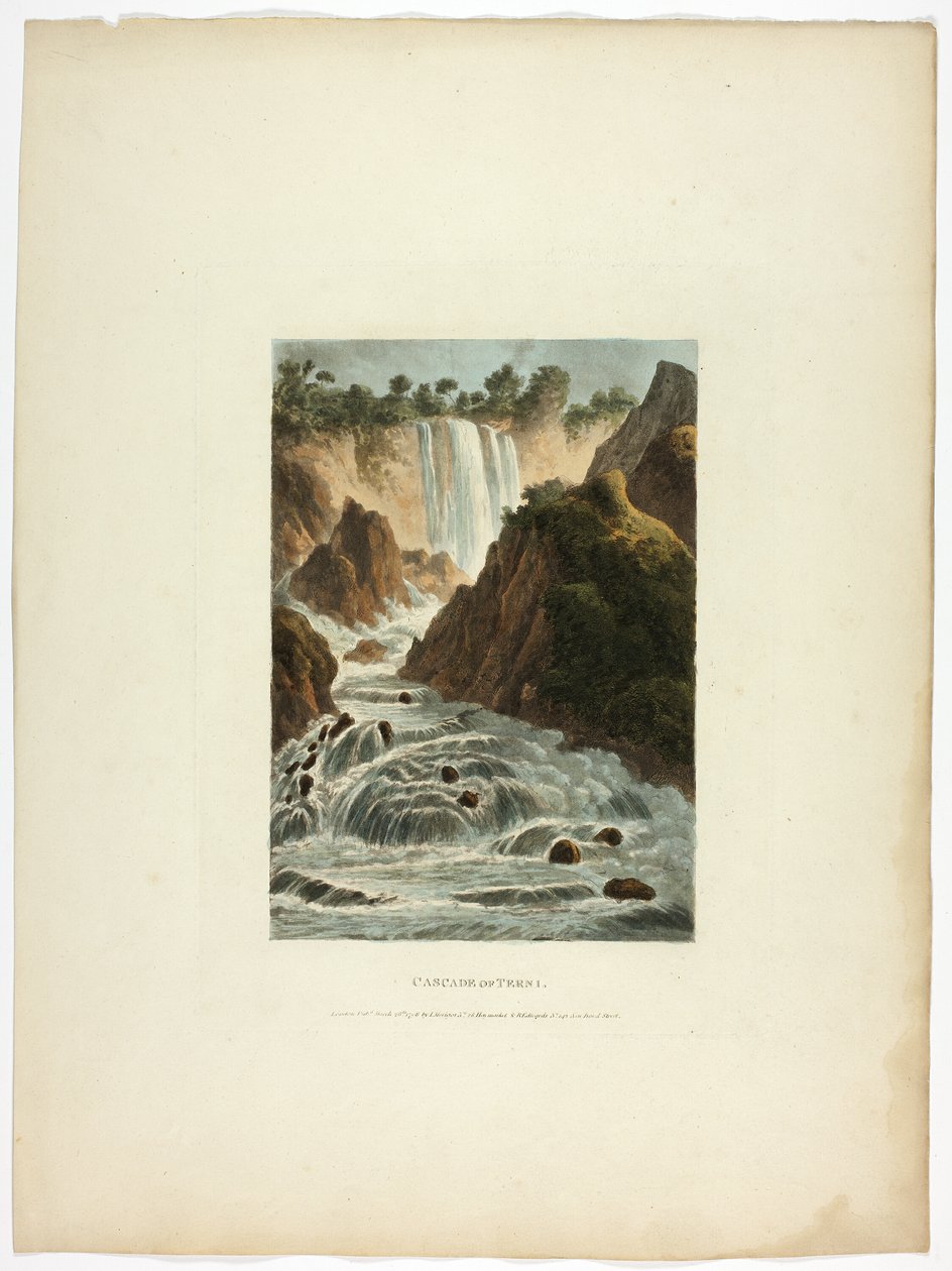 Cascada de Terni, placa catorce de las Ruinas de Roma de M. Dubourg
