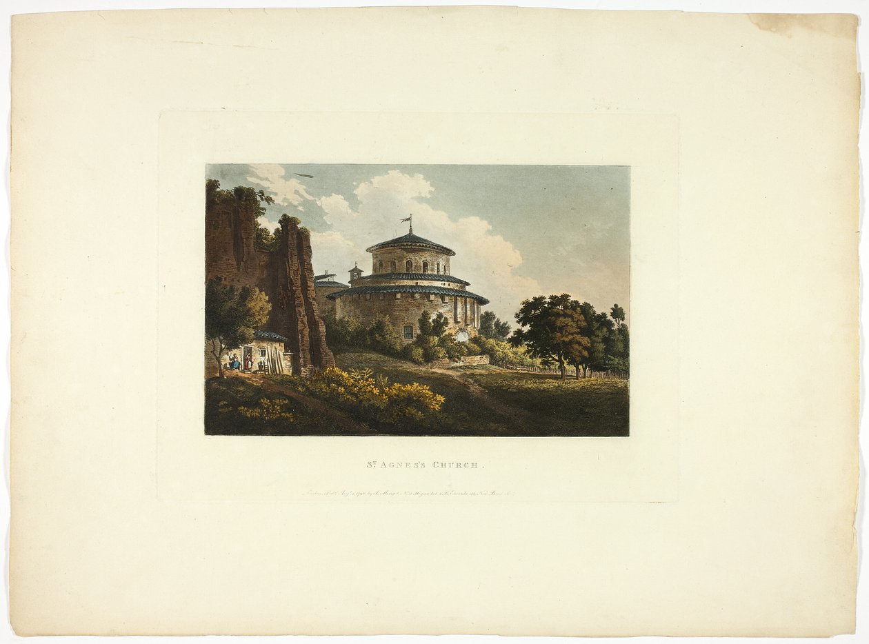 Iglesia de Santa Inés, placa ocho de las Ruinas de Roma de M. Dubourg