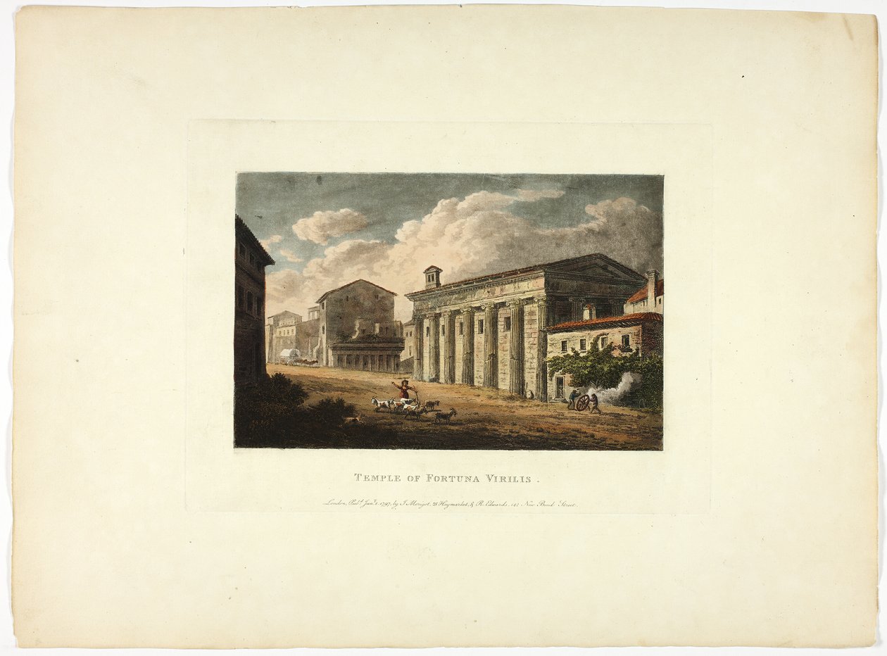 Templo de Fortuna Virilis, lámina treinta y cuatro de las Ruinas de Roma de M. Dubourg