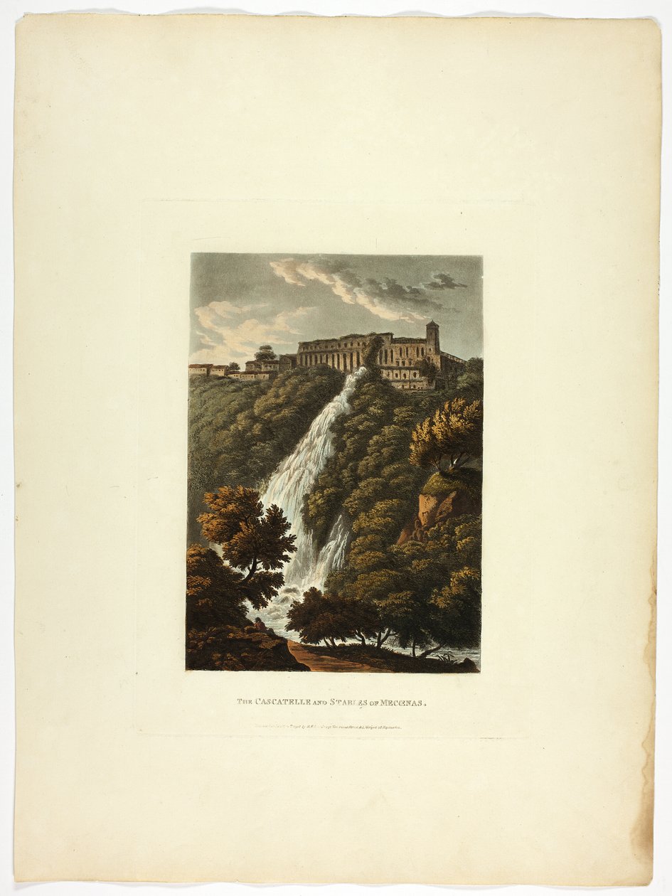 Las Cascadas y Caballerizas de Mecenas, lámina treinta y tres de las Ruinas de Roma de M. Dubourg