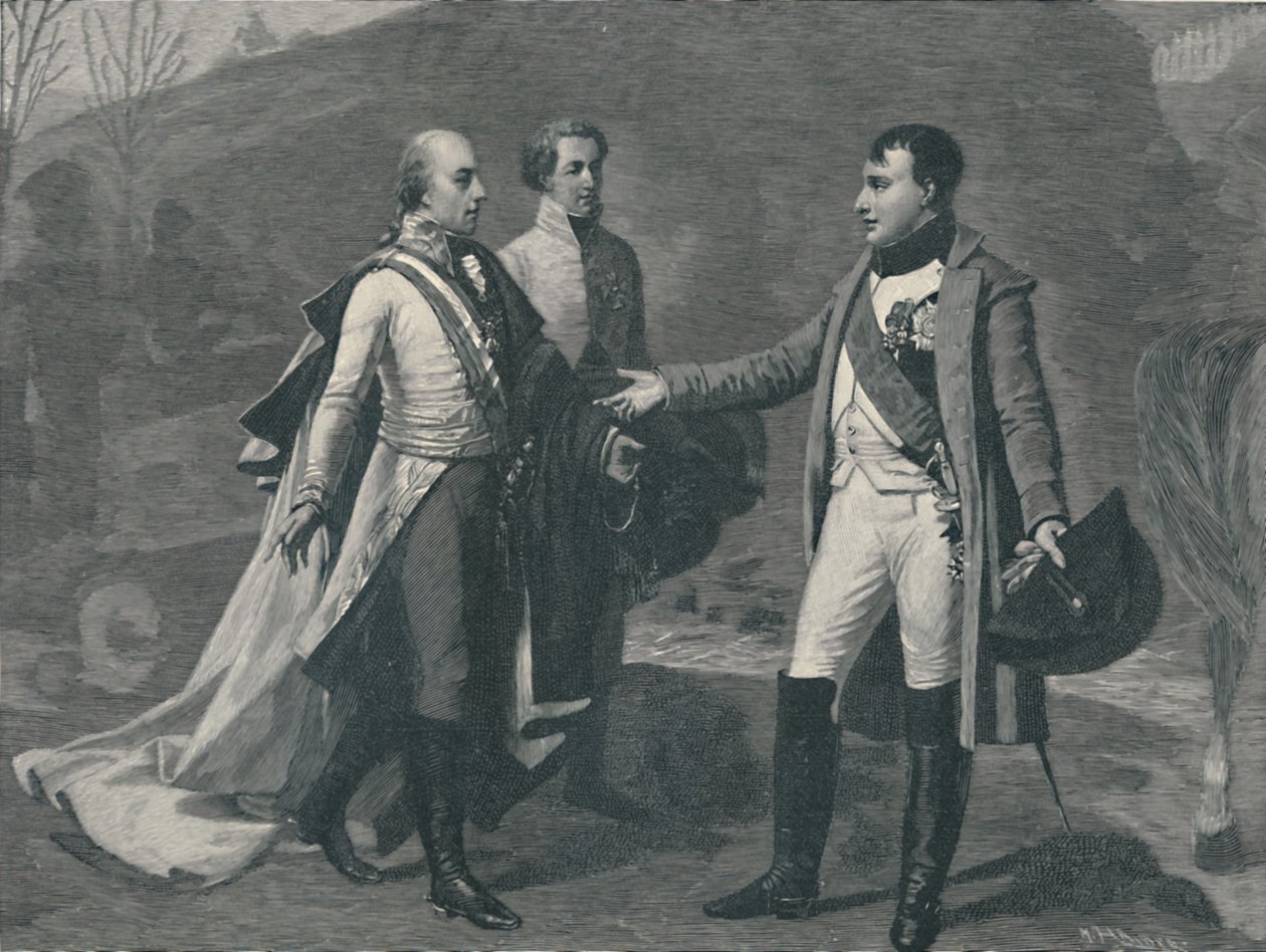 Encuentro de Napoleón y Francisco I después de Austerlitz, 1805, 1896 de M. Haider