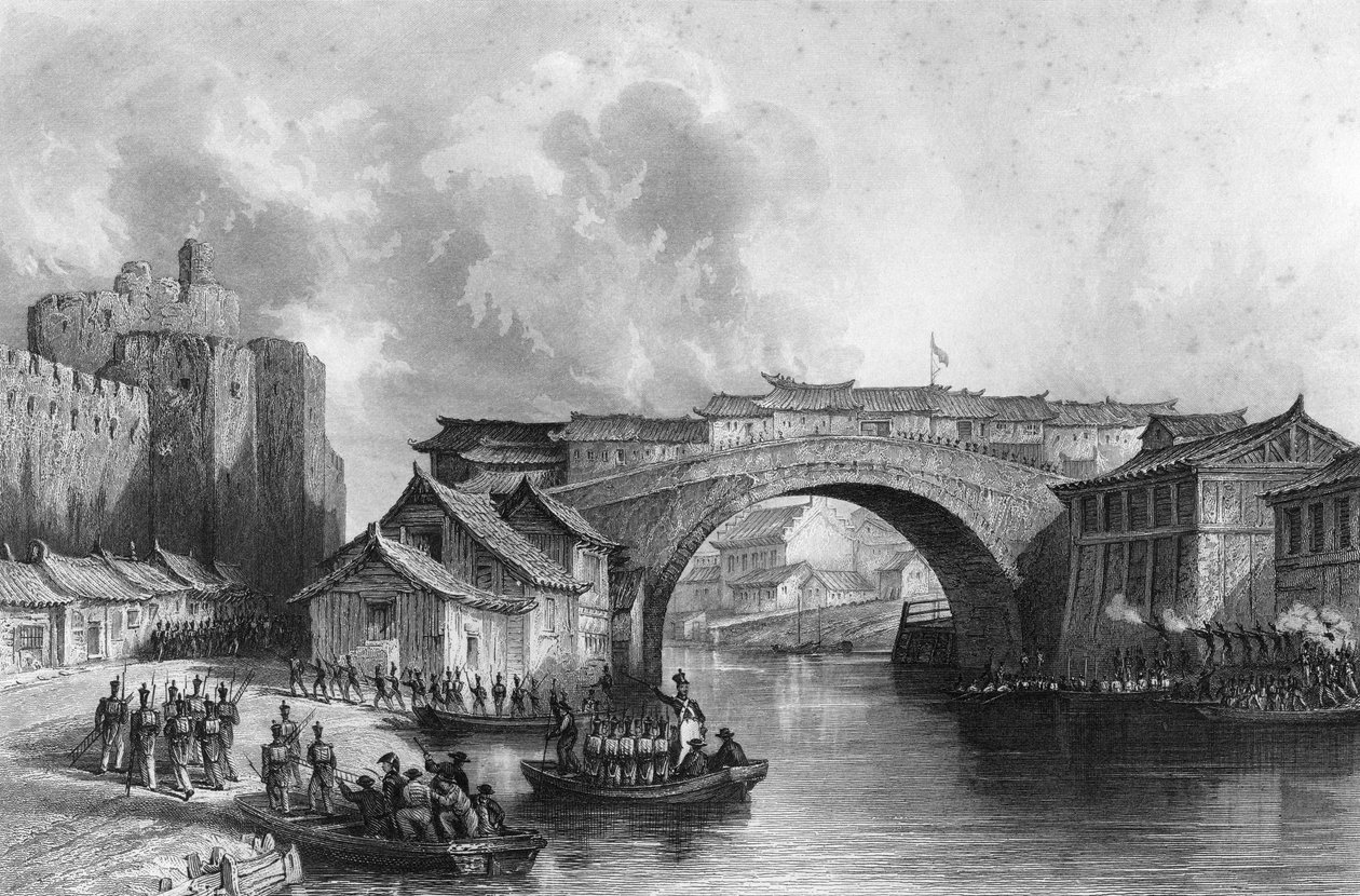 Puerta Oeste de Ching-keang-foo Zhenjiang, China, 21 de julio de 1842 de M. J. Starling