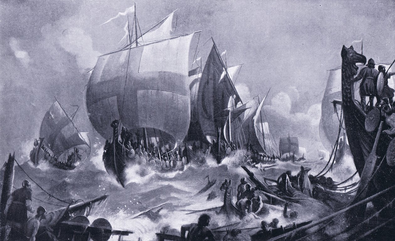La batalla del río Helge AD1025, años 1920 de M. Mackinlay
