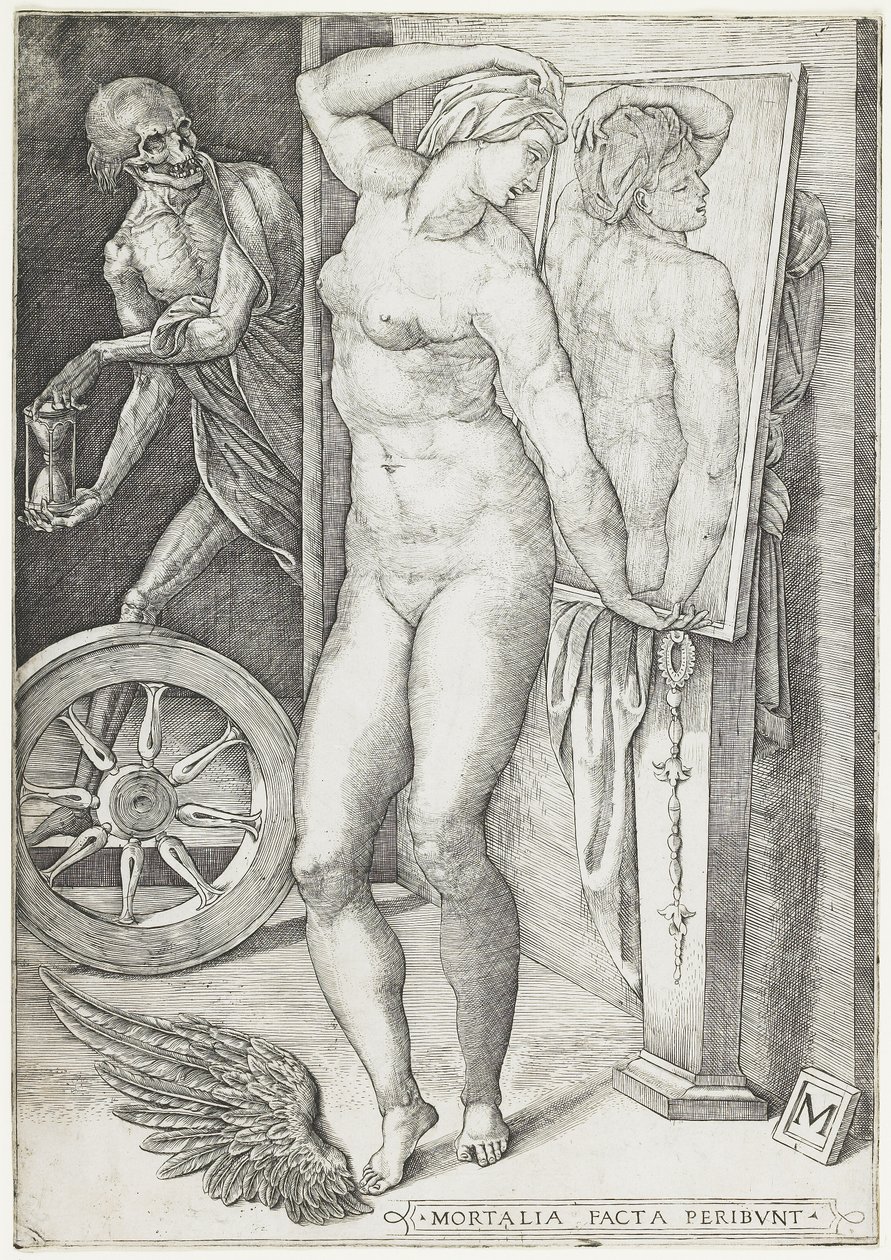 La muerte sorprendiendo a una mujer, c.1490-c.1540 (grabado) de M Master