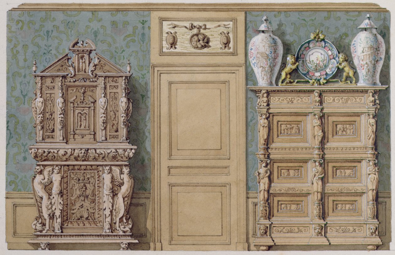 Muebles en el comedor de la rue Fortunee, casa comprada por Balzac en 1847 de M. Santi