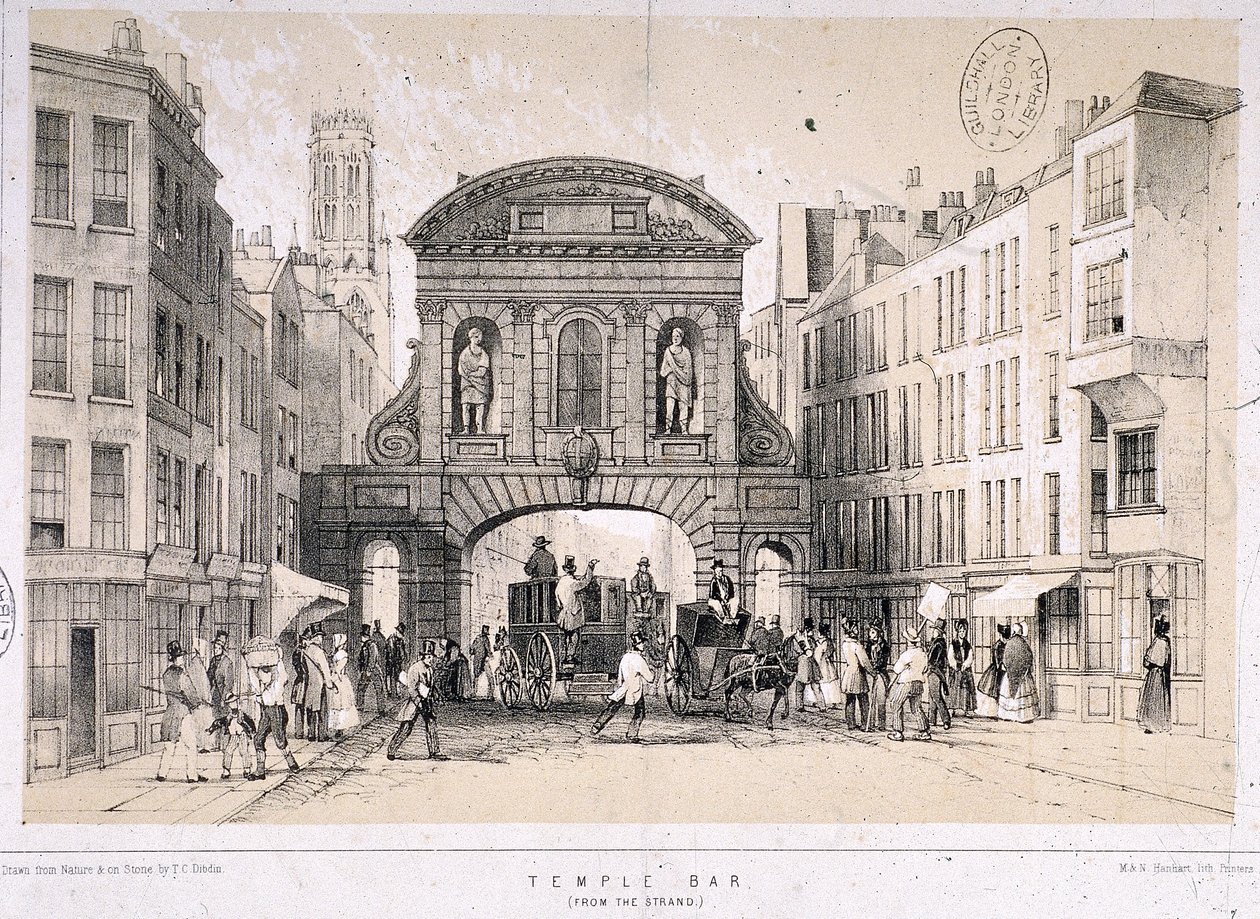 Temple Bar, Londres, c1845 de M and N Hanhart
