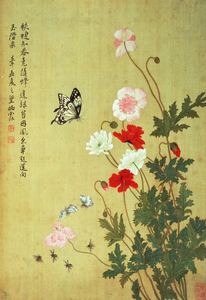 Amapolas, Mariposas y Abejas de Ma Yuanyu