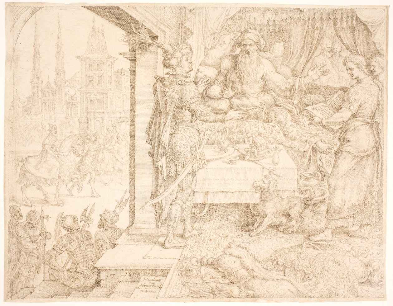 Asuero consultando a Amán de Maarten van Heemskerck