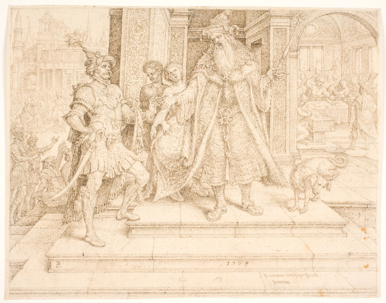 Asuero entregando el anillo de sello a Amán de Maarten van Heemskerck