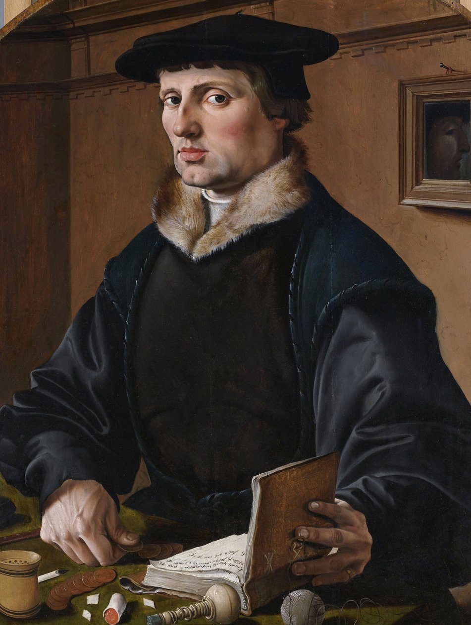Alemán: Bildnis eines Kaufmanns (Pieter Bicker) Retrato de (posiblemente) Pieter Gerritsz Bicker, colgante de (posiblemente) su esposa Anna Codde de Maarten van Heemskerck