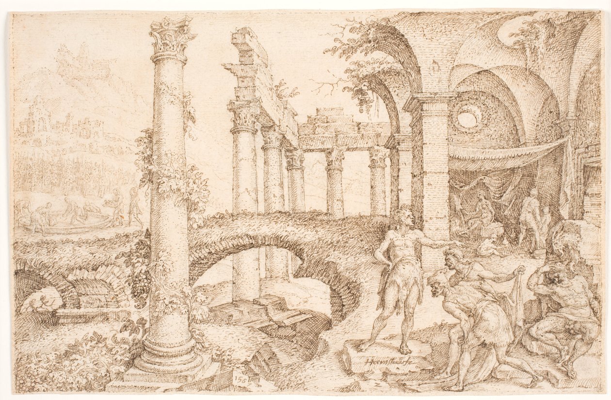 Cam burlándose de Noé de Maarten van Heemskerck
