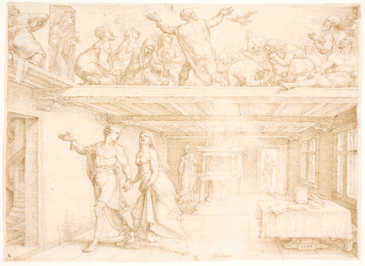 La efusión del Espíritu Santo en Pentecostés de Maarten van Heemskerck