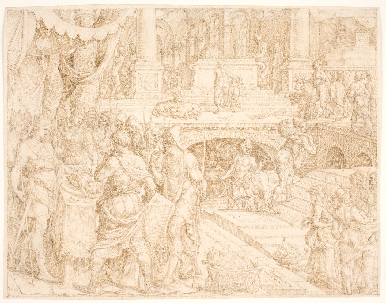 Josías ordena al pueblo celebrar la Pascua como está prescrito en el libro del pacto de Maarten van Heemskerck
