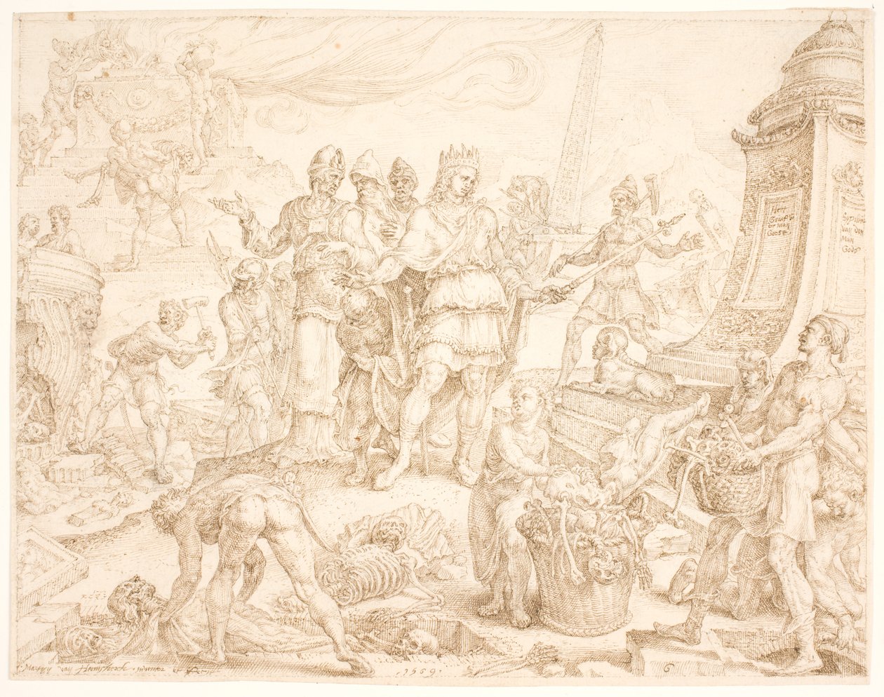 Josías ordena que se respete la tumba del hombre de Dios que vino de Judá de Maarten van Heemskerck