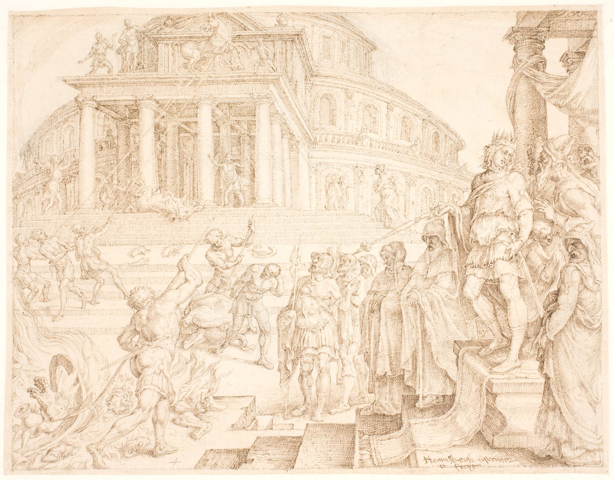 Josías ordena que se retiren los caballos y se quemen los carros de plata de Maarten van Heemskerck