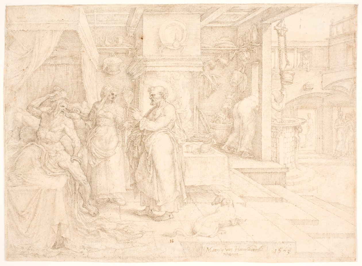 Pedro cura al paralítico Eneas de Maarten van Heemskerck