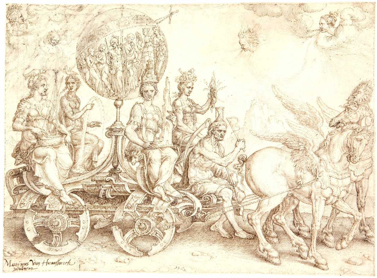 Carro triunfal. Mundus (El Mundo). (Una alegoría de los Cuatro Elementos) de Maarten van Heemskerck