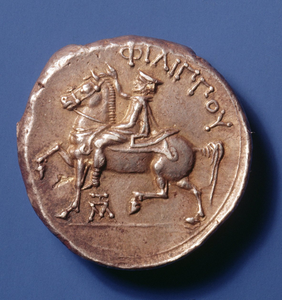 Moneda de plata de Felipe II de Macedonia (359-336 a.C.) que representa a un jinete montando a la izquierda de Macedonian School