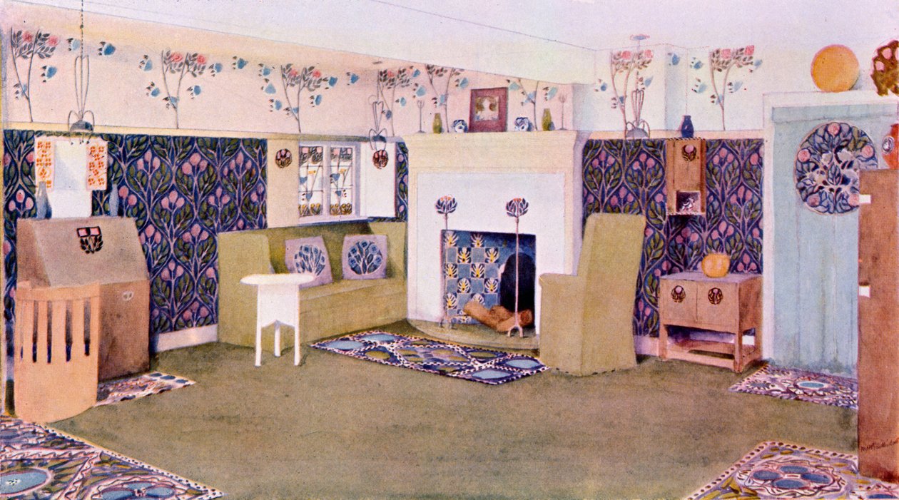 Diseño para el salón en Falkewood, c.1906 de Mackay Hugh Baillie Scott