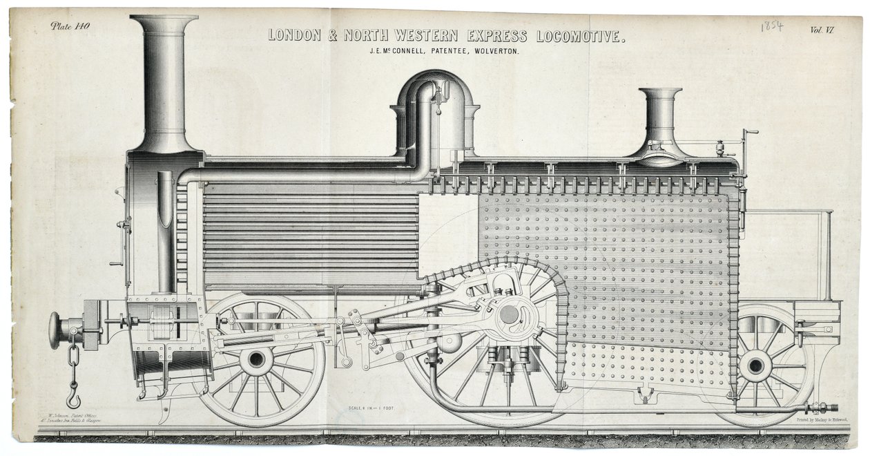 London and North Western Express Locomotora placa 138 de Mackay & Kirkwood