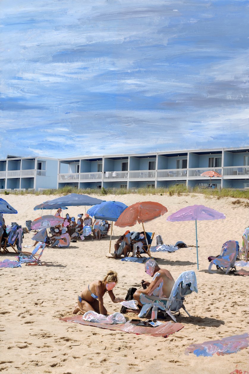 Montauk, 2021 (pintura acrílica sobre impresión de pigmentos de archivo) de Madeleine Gross