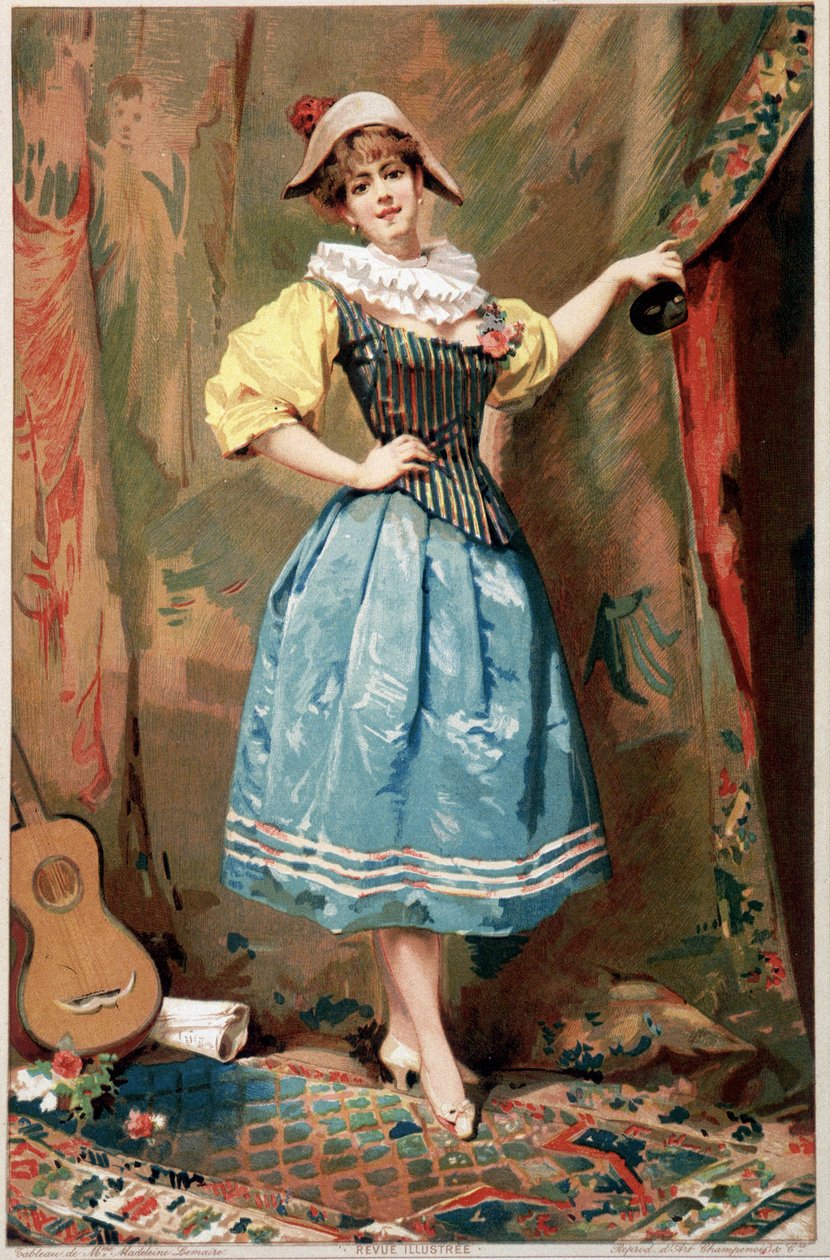 El traje (Una mujer con una guitarra), sd. siglo XIX de Madeleine Lemaire
