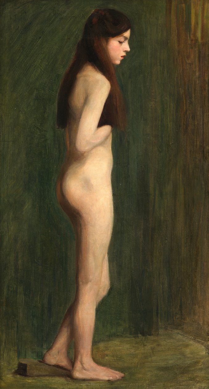 Estudio Desnudo en verde (óleo sobre lienzo) de Madeline Emily Green