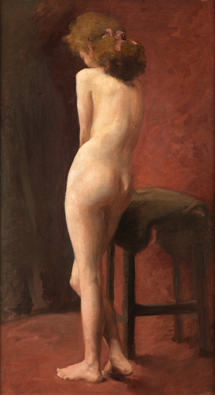 Estudio Desnudo en rojo (óleo sobre lienzo) de Madeline Emily Green