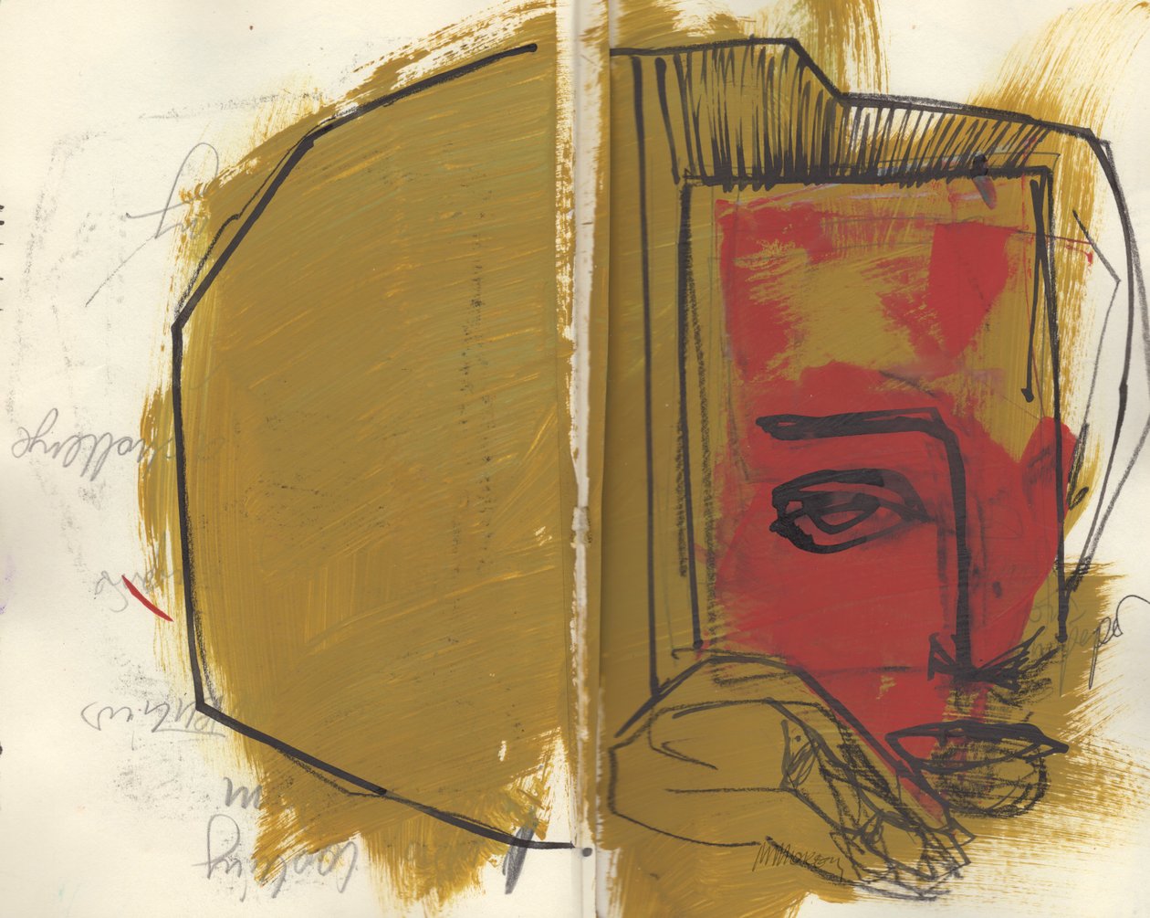 Cuaderno de bocetos 38, 2025 (pintura al temple, tinta, lápiz sobre papel) de Madgalena Morey