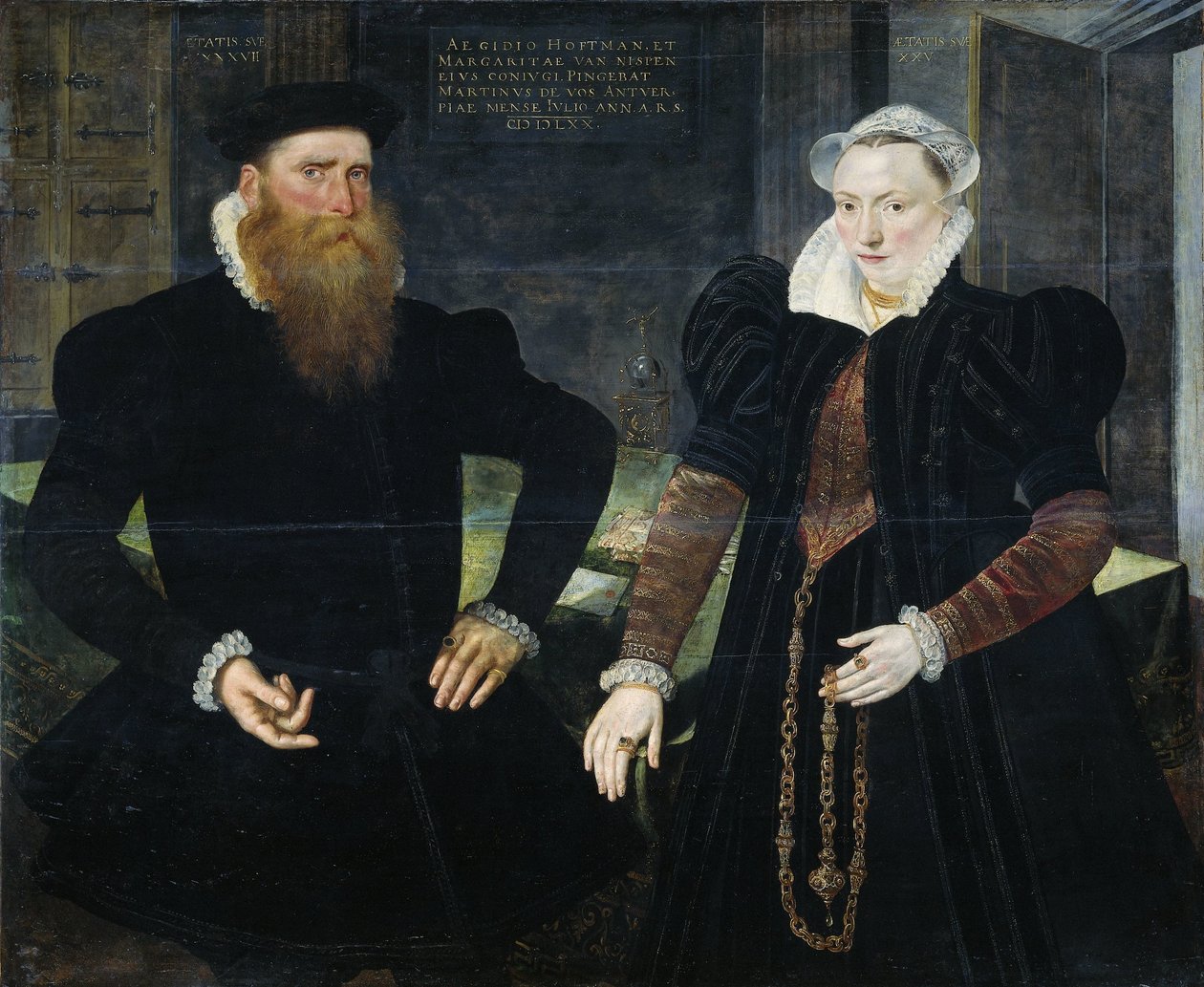 Retrato de Gillis Hooftman, armador, y su esposa Margaretha van Nispen (Gilles van Eichelenberg, llamado Hoffman) de Maerten de Vos