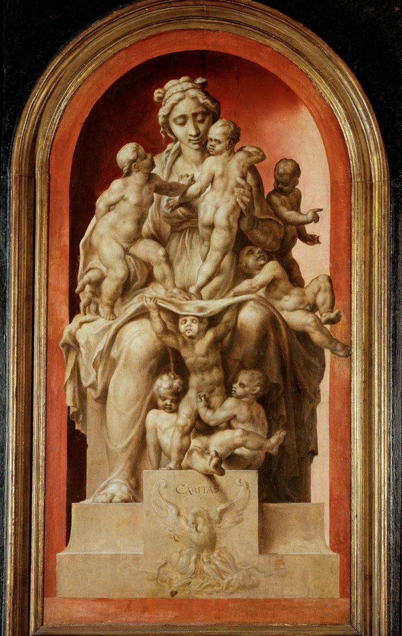 Caritas. Grisalla, roble ... de Maerten van Heemskerck